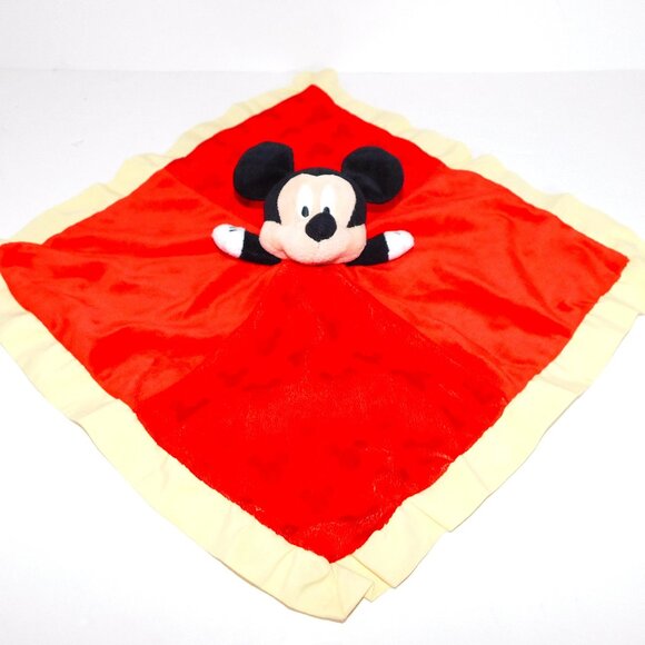 Disney Baby Mickey Mouse Red Yellow Plush Security Blanket Lovey nunu Soother - Picture 1 of 6